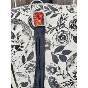 Handmade Halloween horror Leather Fringe purse bag charm keychain spooky vibes